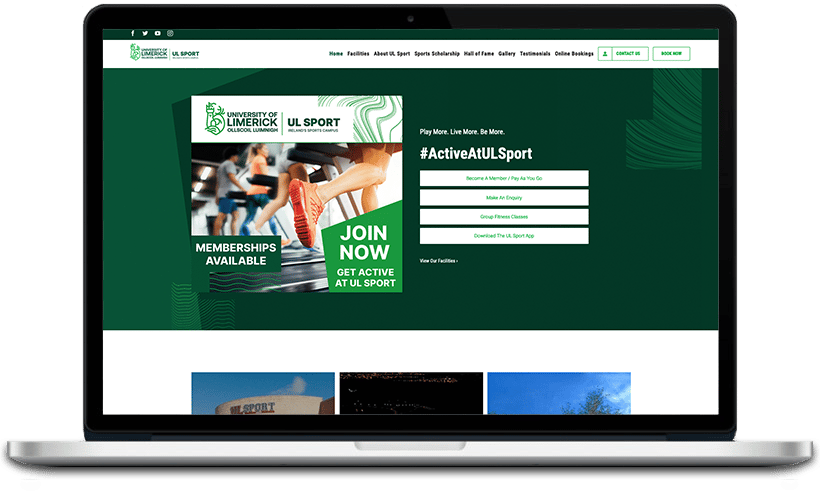 In this image, the University of Limerick is encouraging people to join their UL Sport membership and become active at UL Sport.